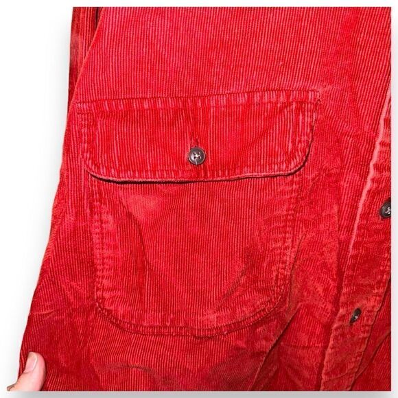 80s Chaps Ralph Lauren Red Corduroy Button Down Shirt M - Picture 4 of 7